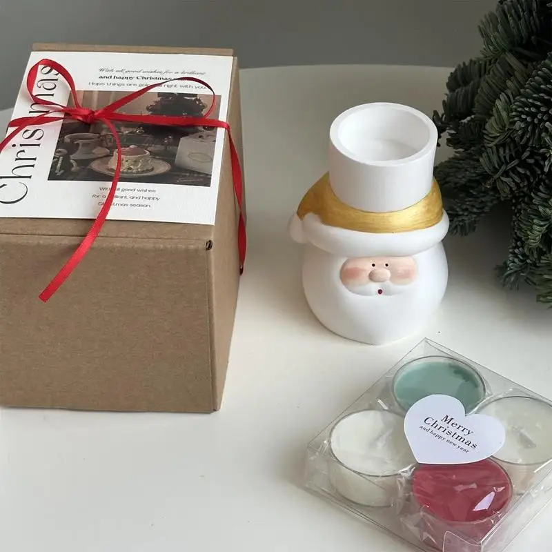 Рождественский подсвечник для чайной свечи Санта-Клаус праздничный настольный