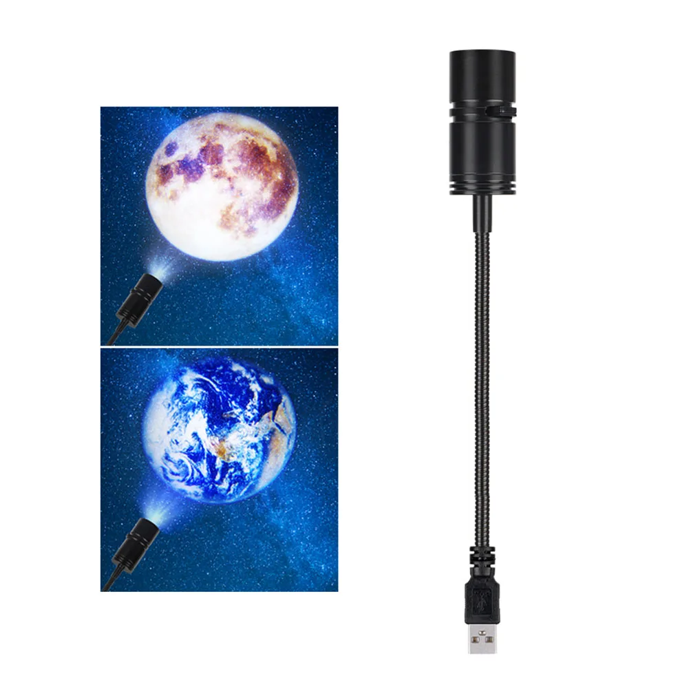 

Лунная лампа, проектор планеты Земля, вращающаяся на 360 ° USB Лунная светодиодная Ночная лампа, проекция планеты, атмосферная лампа, украшение...