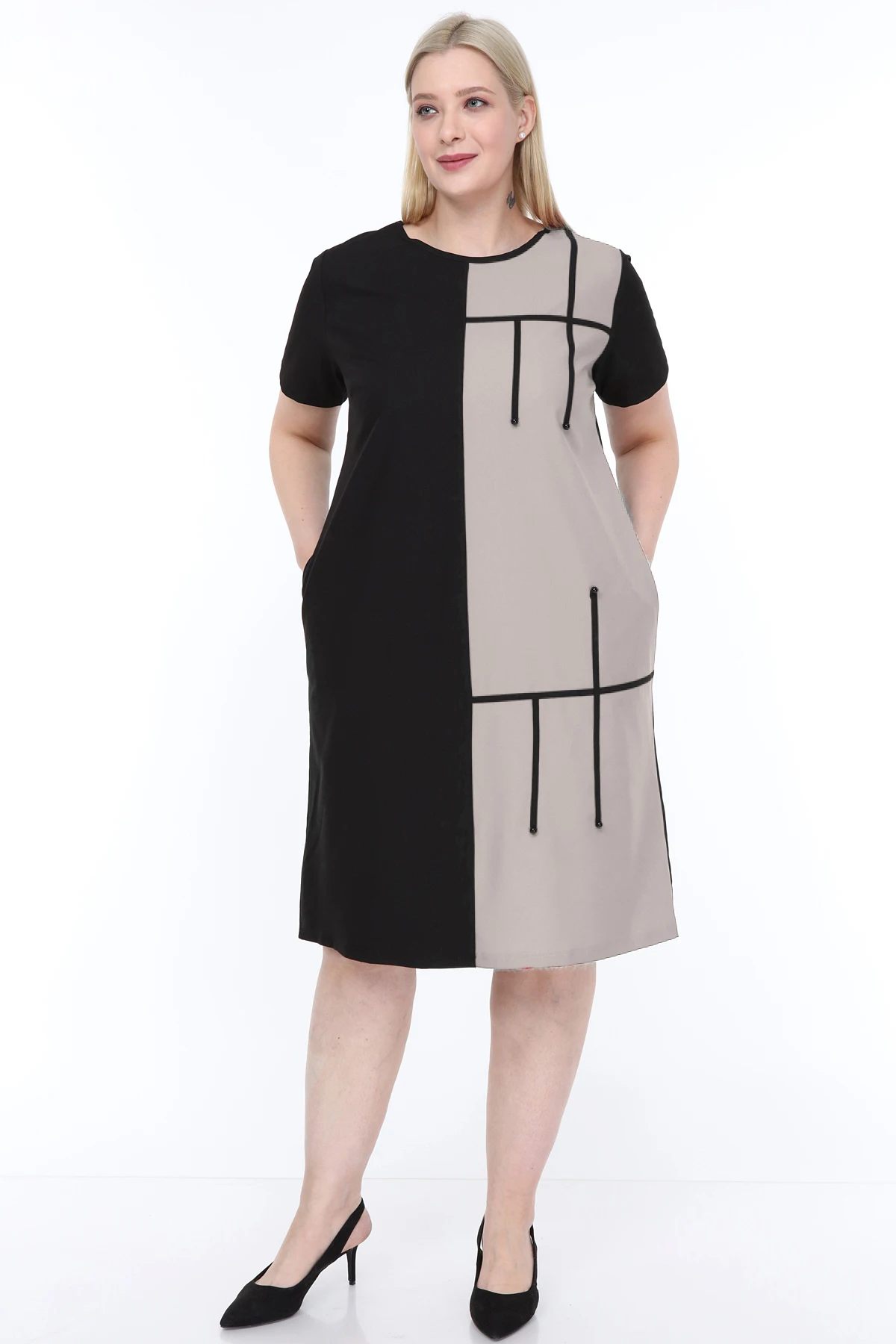 

Lir Women Large Size Half Sleeve Dress Mink L1621