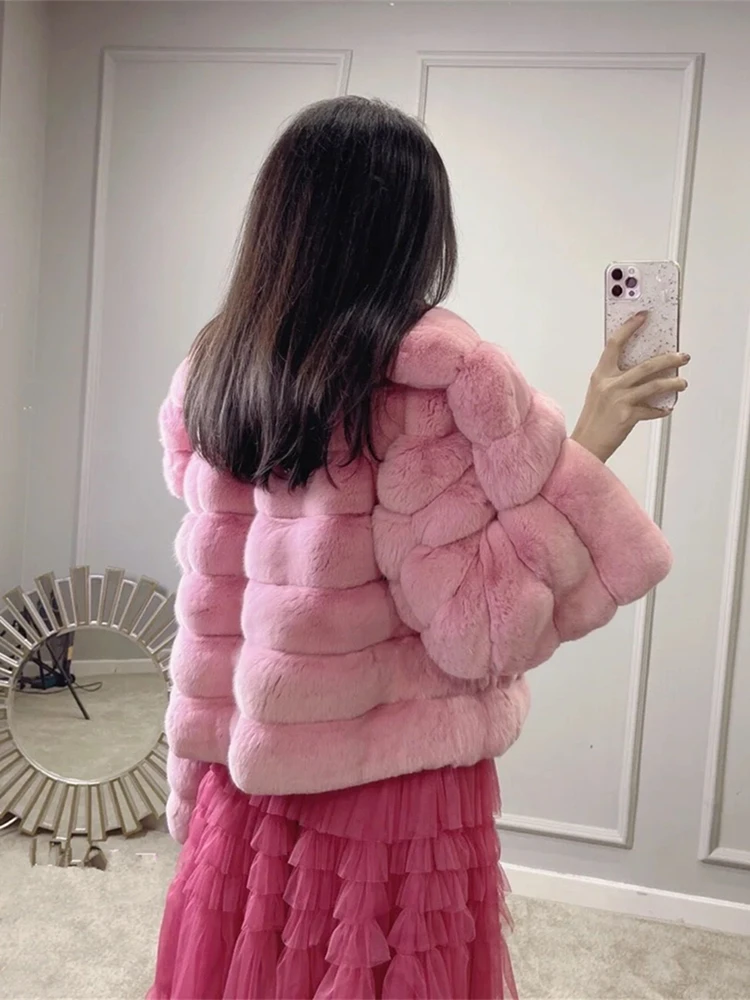 Personality Lapel Imitate Rex Rabbit Fur Fur Coat Women's High-Grade Fashionable Lady 2022 Winter Solid Color Clothes