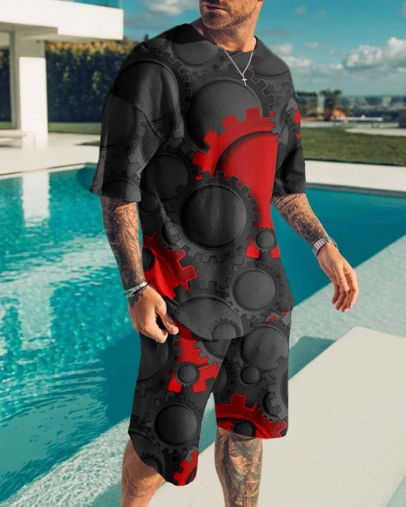 Hawaii Beach Man 2 Piece Set Fashion T-shirt + Shorts Suit O Neck Plus Size Loose Men's Set Summer Hip Hop Streetwear Outfits