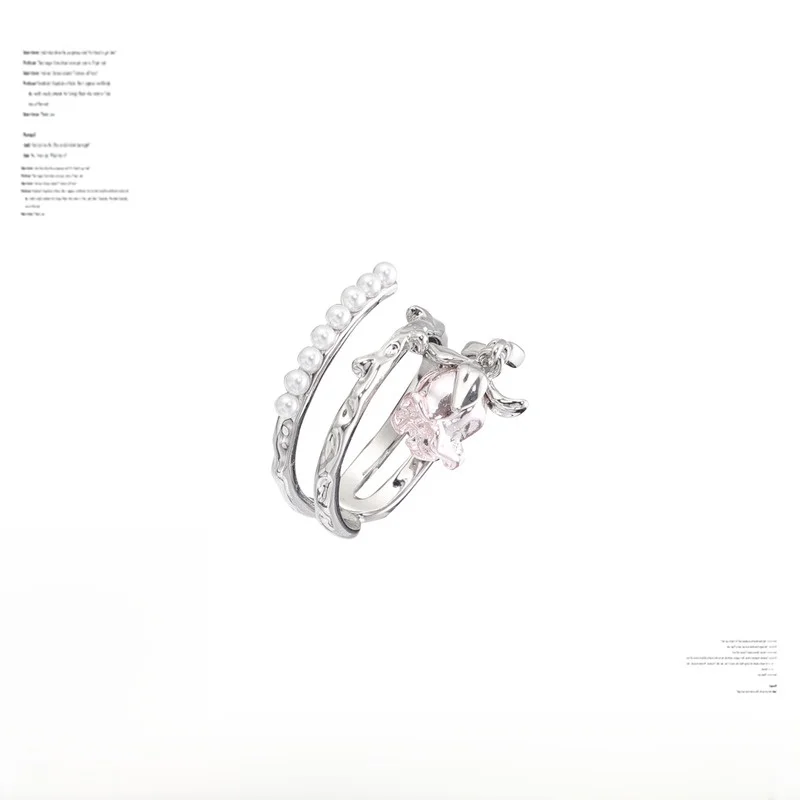 Серия Sumiyaki Rose Girl двойное лоскутное милое крутое розовое кольцо открытый дизайн