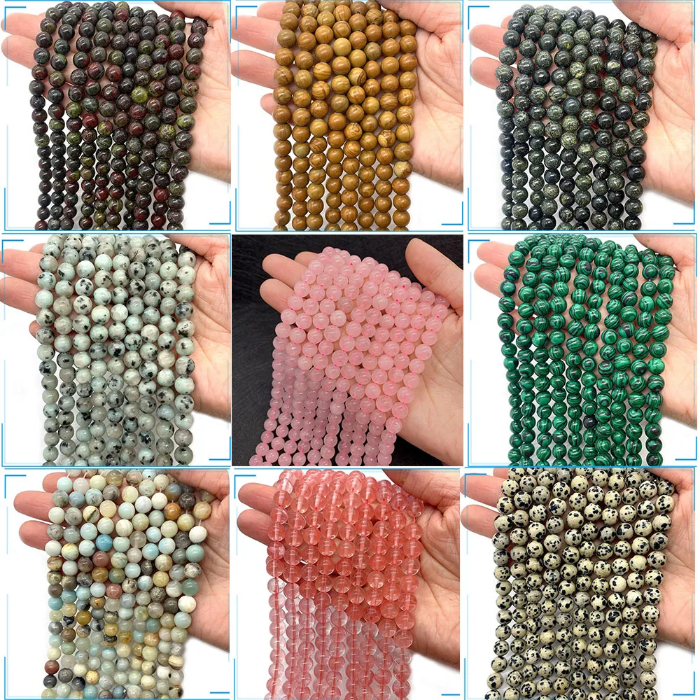 

Natural Stone Beads Malachite Rose Quartz Speckled Stone Agate Loose Beads Are Used for DIY Bracelet Necklace Jewelry Making