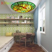 round ultra thin ceiling lamp balcony corridor childrens homeowner bedroom lamp tiffany stained glass home decoration lighting