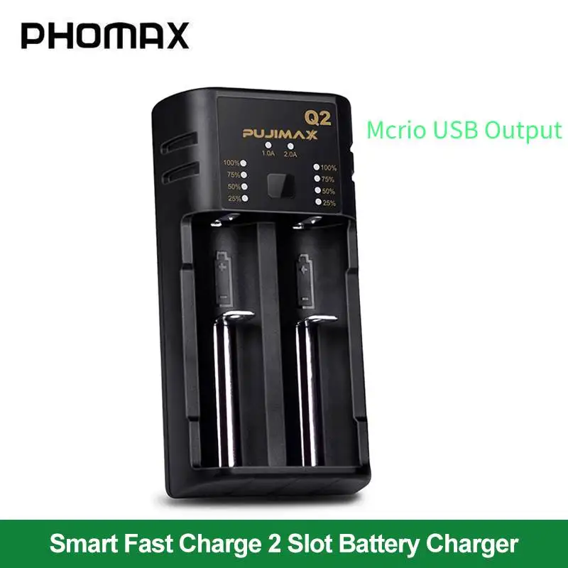 Зарядное устройство PHOMAX 2-Slot 18650 с контролируемым током для 26650 14500 26500 20700, инструмент для зарядки литий-ионных аккумуляторов