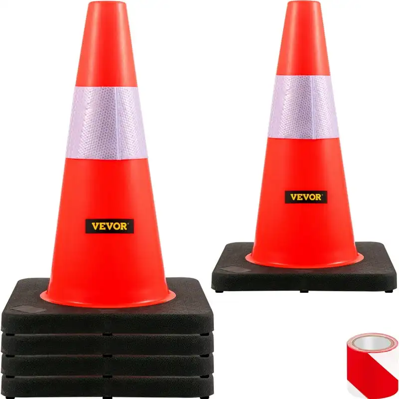 

Safety Cones, 18 in/45 cm Height, 5 PCS PVC Orange Traffic Cone with Reflective Collar and Weighted Base, Used for Traffic Cont