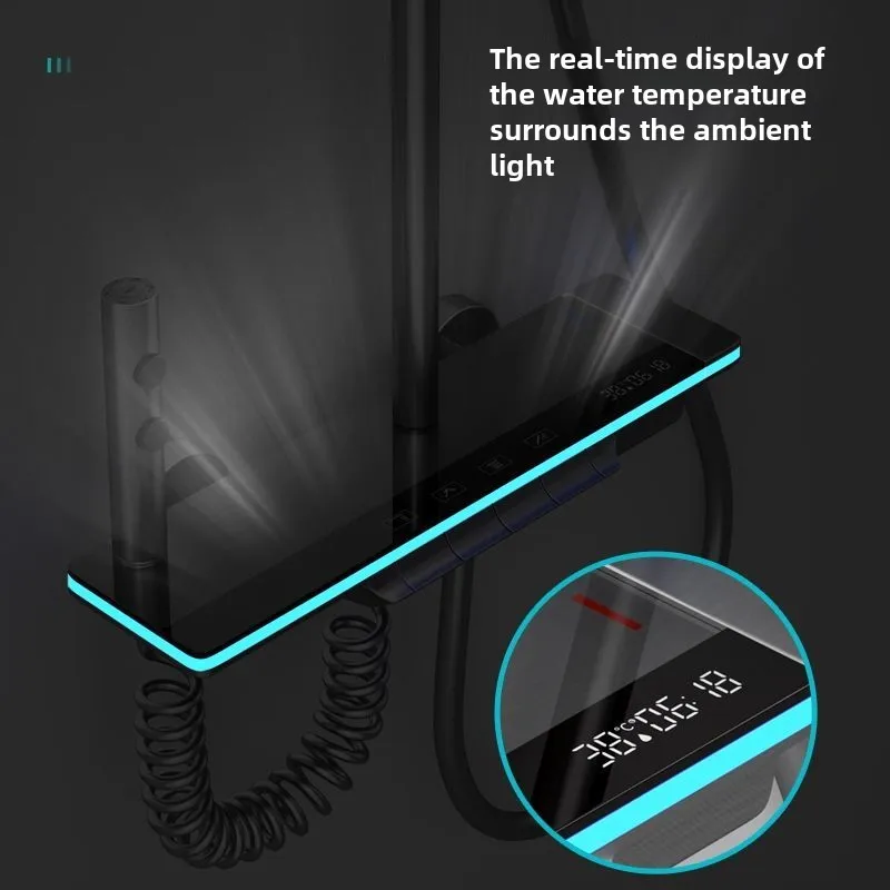 Роскошная душевая система для ванной комнаты с подсветкой закаленное стекло