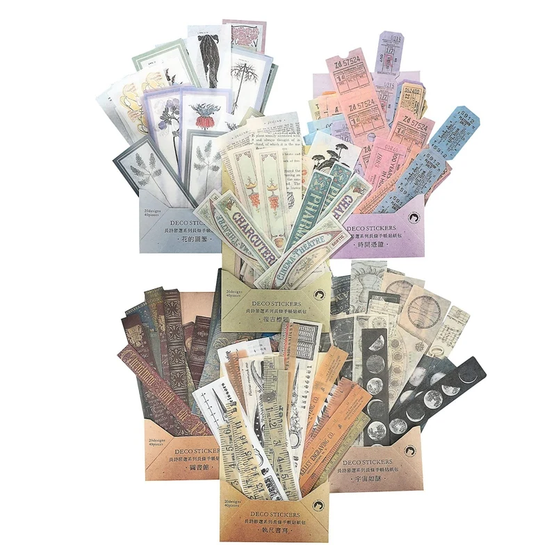 240 шт. винтажные наклейки в виде растений |