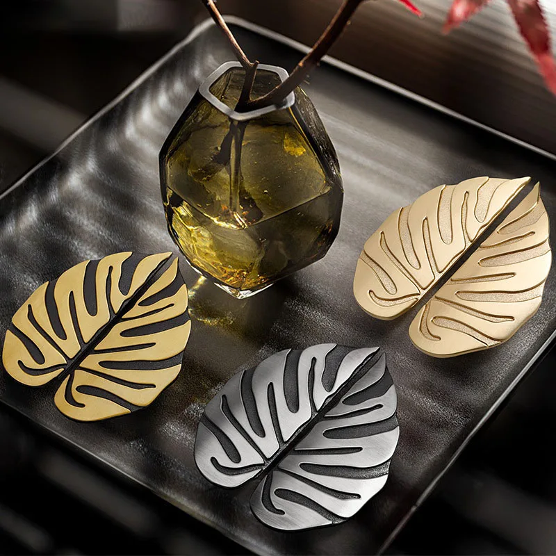 luxury black gold leaves creative cabinet pulls drawer knobs leaf handle wardrobe kitchen door handles for furniture handles free global shipping