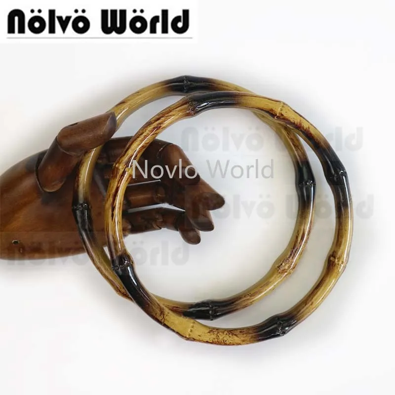 

2-10-20 pieces 2 size 13cm 15cm resin circle ring handle for crochet bags purse sewing,plastic bamboo handbags round handles