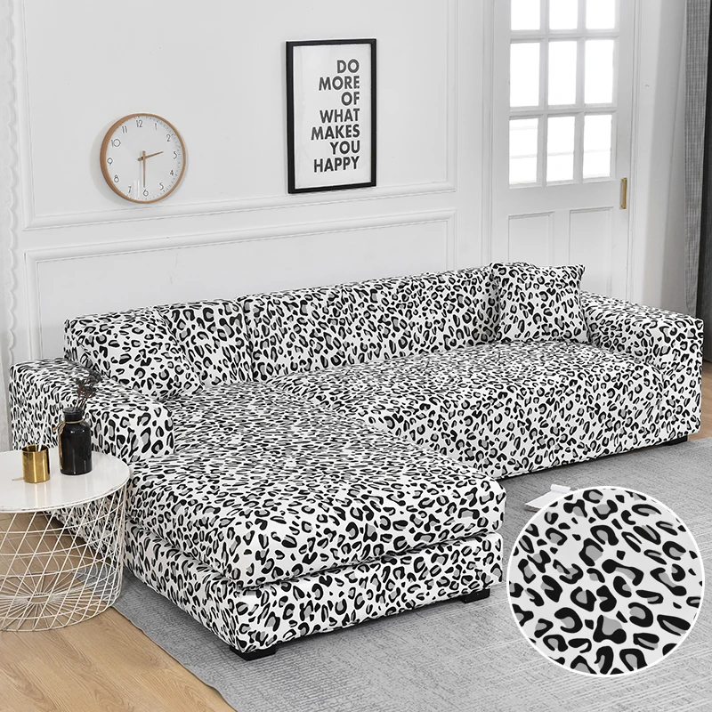 Leopard Pattern Slipcovers Stretch Plaid Sofa Cover for Living Room Couch Armchair Cover Furniture Protective Cover 1/2/3/4-seat