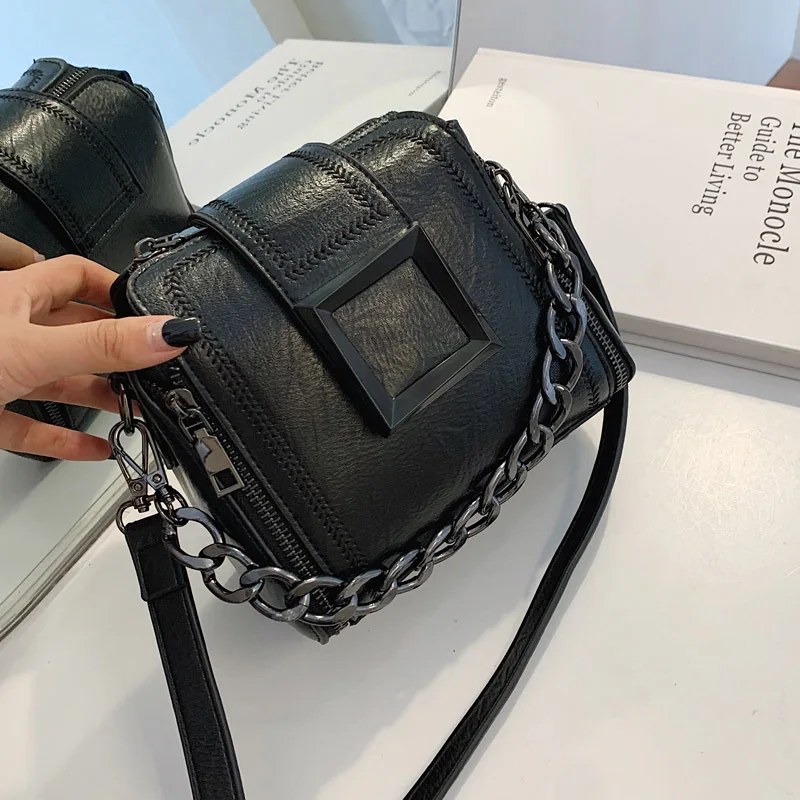 

2021 autumn/winter new style cowhide painted handbag fashion all-match messenger shoulder bag
