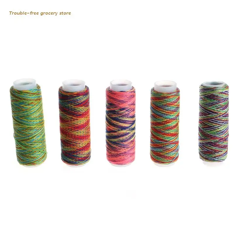 

5PCS Sewing Machine Threads Overlocking String Polyester Colorful All Purpose