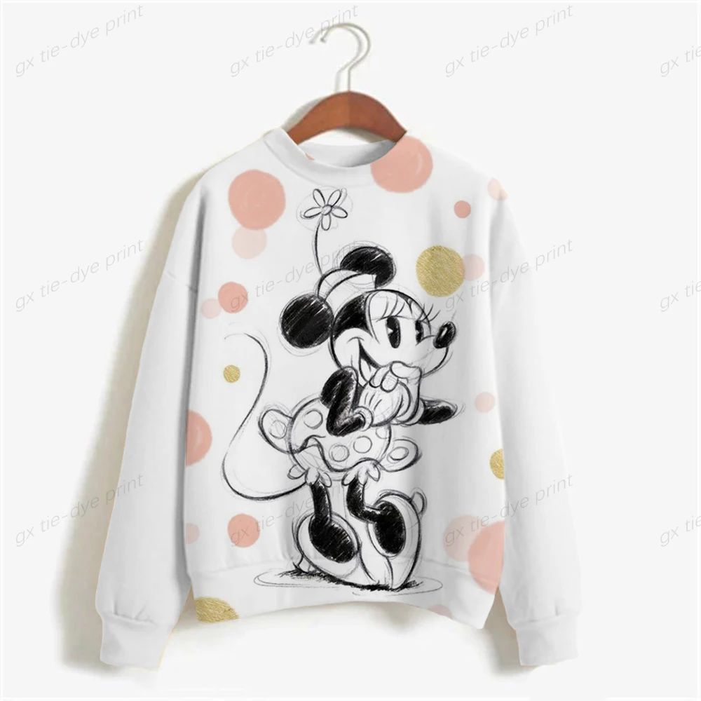 

Disney Mickey Mouse Print Women Sweater 2022 Autumn O-Neck Long Sleeve Streetwear Sweatshirt Female Pullover Korean Thin Chic
