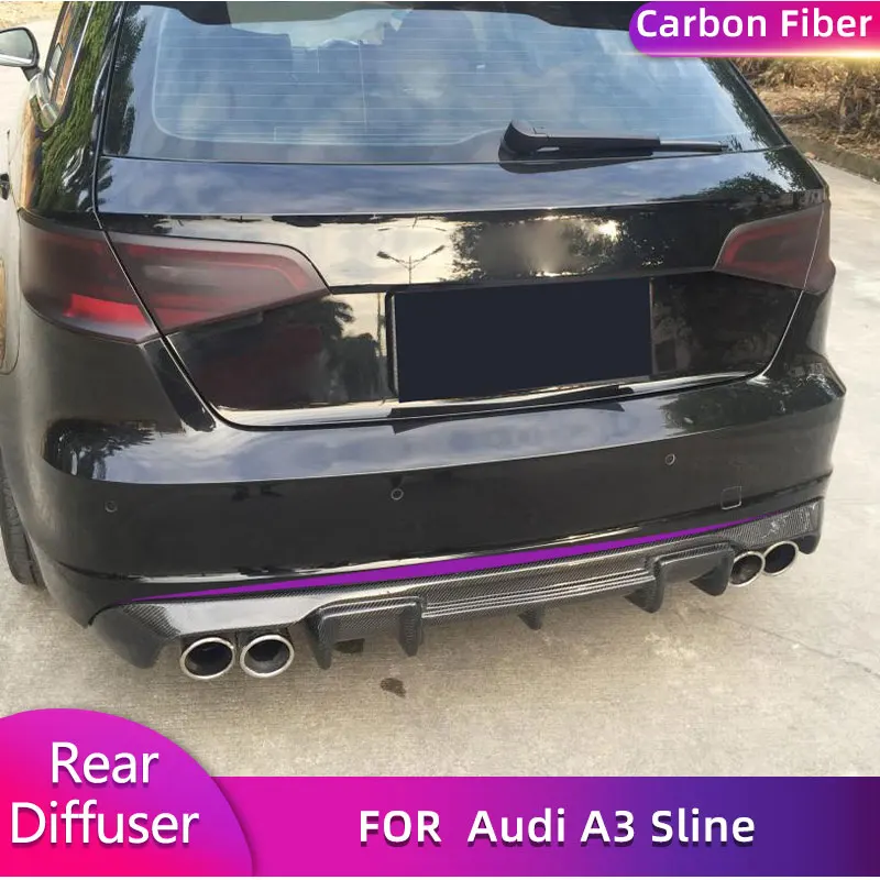 

Диффузор заднего бампера автомобиля из углеродного волокна для Audi A3 Sline Hatchback 2014 2015, а не стандартный автомобильный задний диффузор, спойлер для губ