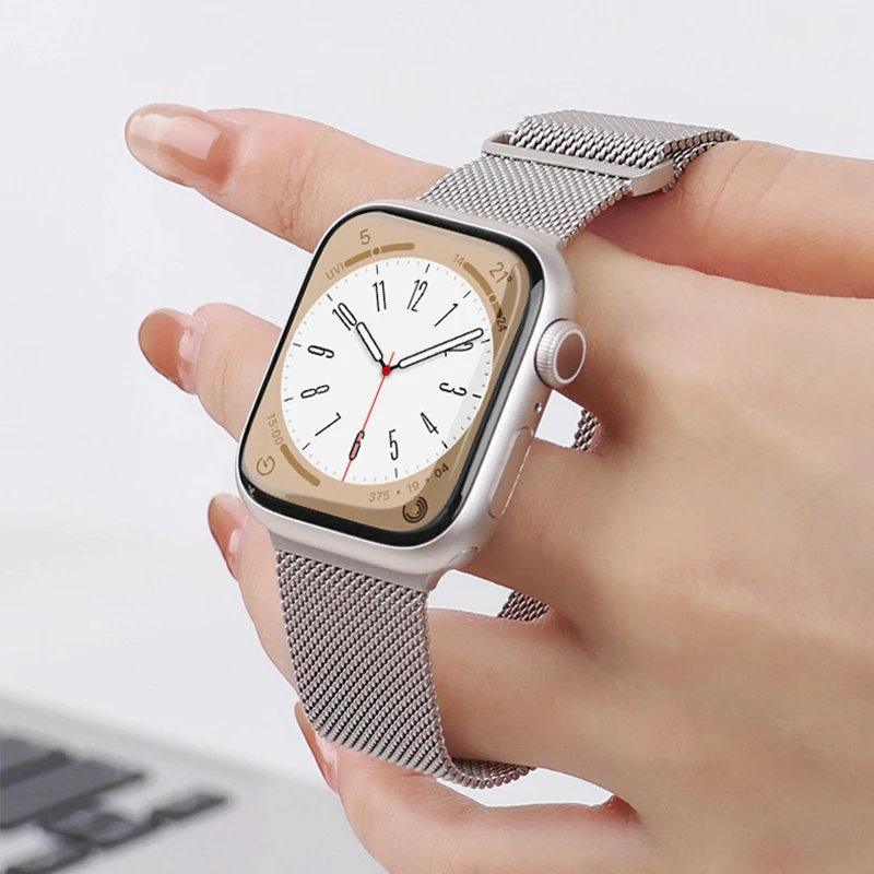 

Milanese loop Strap for Apple Watch ultra band series 8 7 6 5 SE 4321 mesh strap for iwatch stainless steel Magnetic buckle