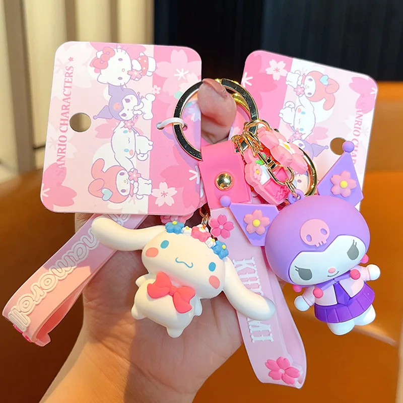 

Sanrio Keychain Cherry Blossom Series Cute Bag Pendant Pink Kuromi Melody Cinnamoroll Hello Kitty Car Key Accessories Gifts
