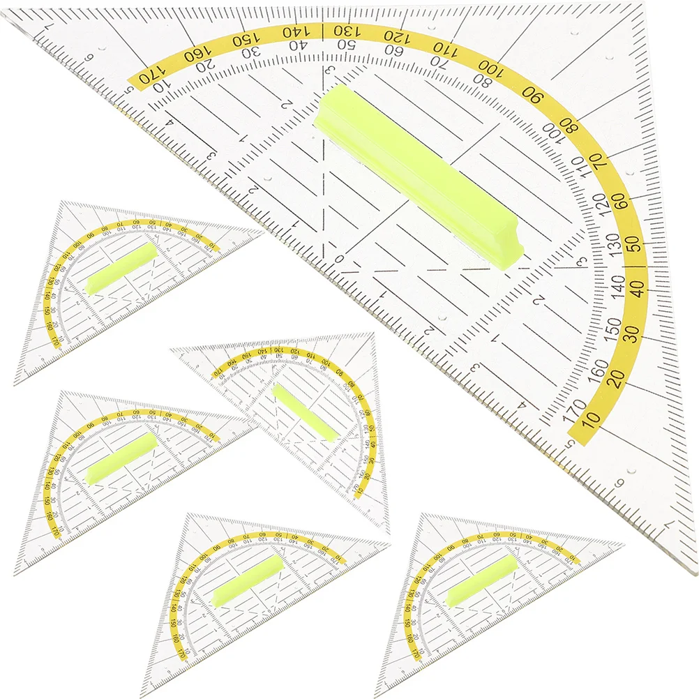 

6 Pcs Measuring Rulers Plastic Triangle Kit Stationery Drawing Measure Math Geometry Geometric