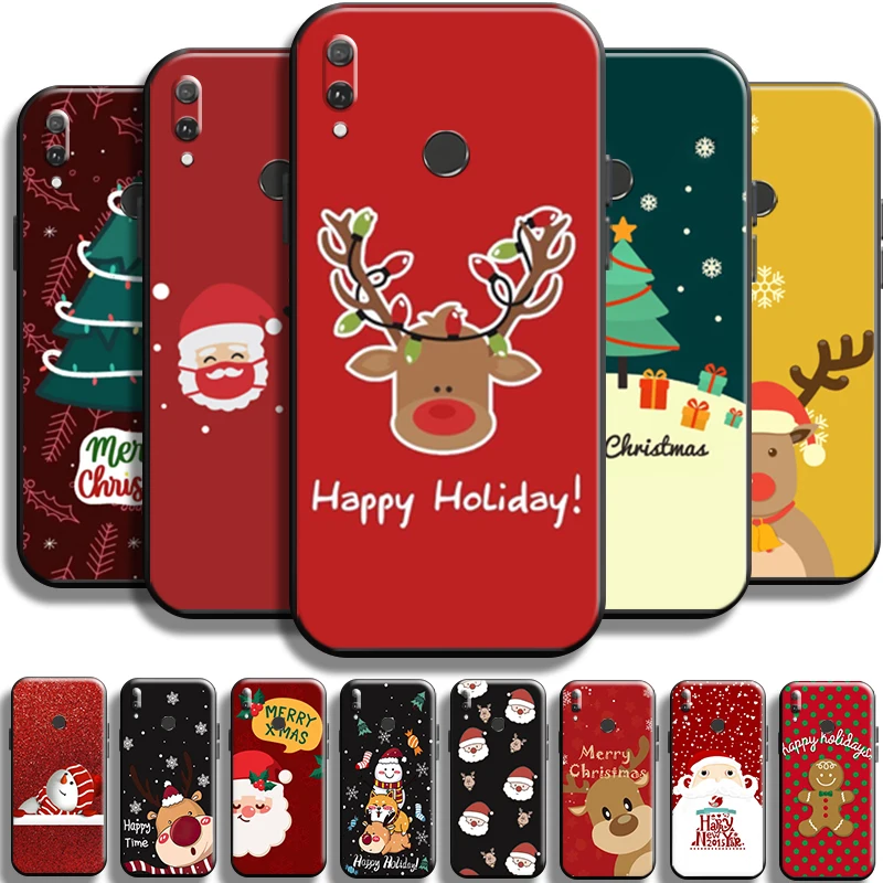 

Merry Christmas Santa Claus For Huawei Y9 Prime Y9 2019 Y9A Phone Case Shell Cases Carcasa Black Liquid Silicon Shockproof