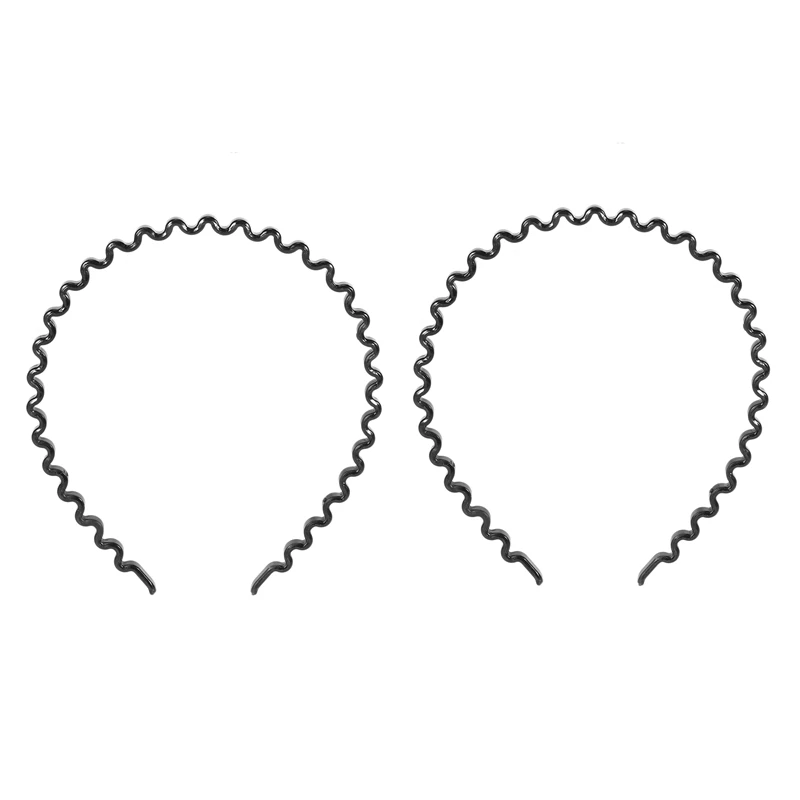 

2X Women's Wear Plastic Black Wavy Hair Tire Hair Band