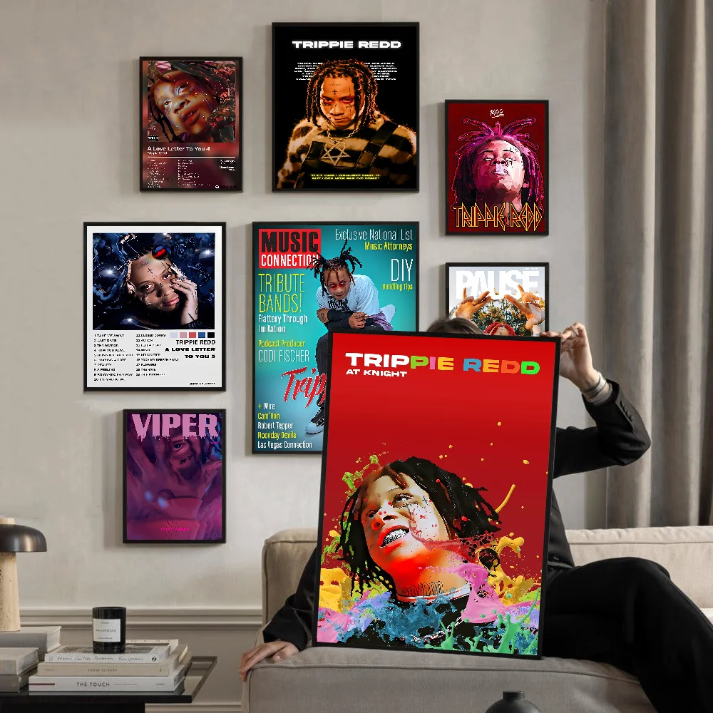Аниме постеры Rapper T-Trippie Cool R-Redd клейкие HD-качества Настенные ретро-постеры для
