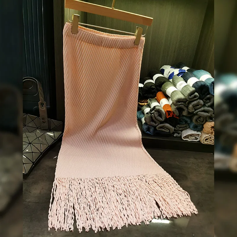 

High End Miyake Dragon Scale Pleated Tassel Halflength Dress Women's Versatile Commuting Style Slim A-line Skirt Summer New