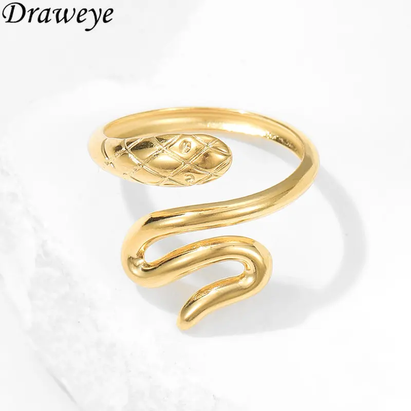 

Draweye Snake Titanium Steel Rings for Women Hiphop Punk Style Korean Fashion Vintage Anillos Mujer Forefinger Ins New Jewelry