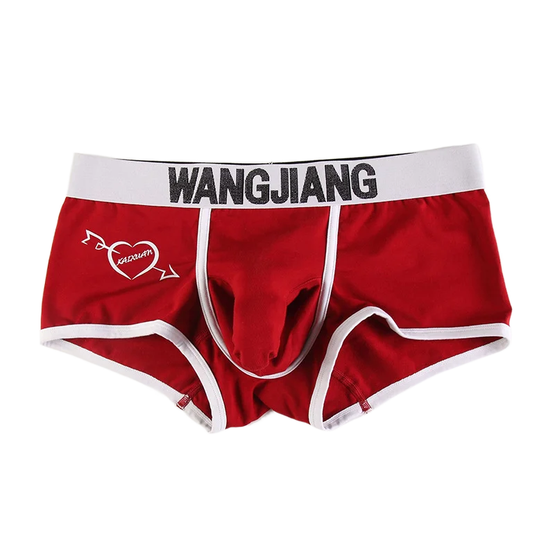 

Wang Jiang Elephant Underwear Boxer Shorts Men Separate Pouches Cotton Panties Penis Sleeve Underpants Heart Print Calecon Sexy