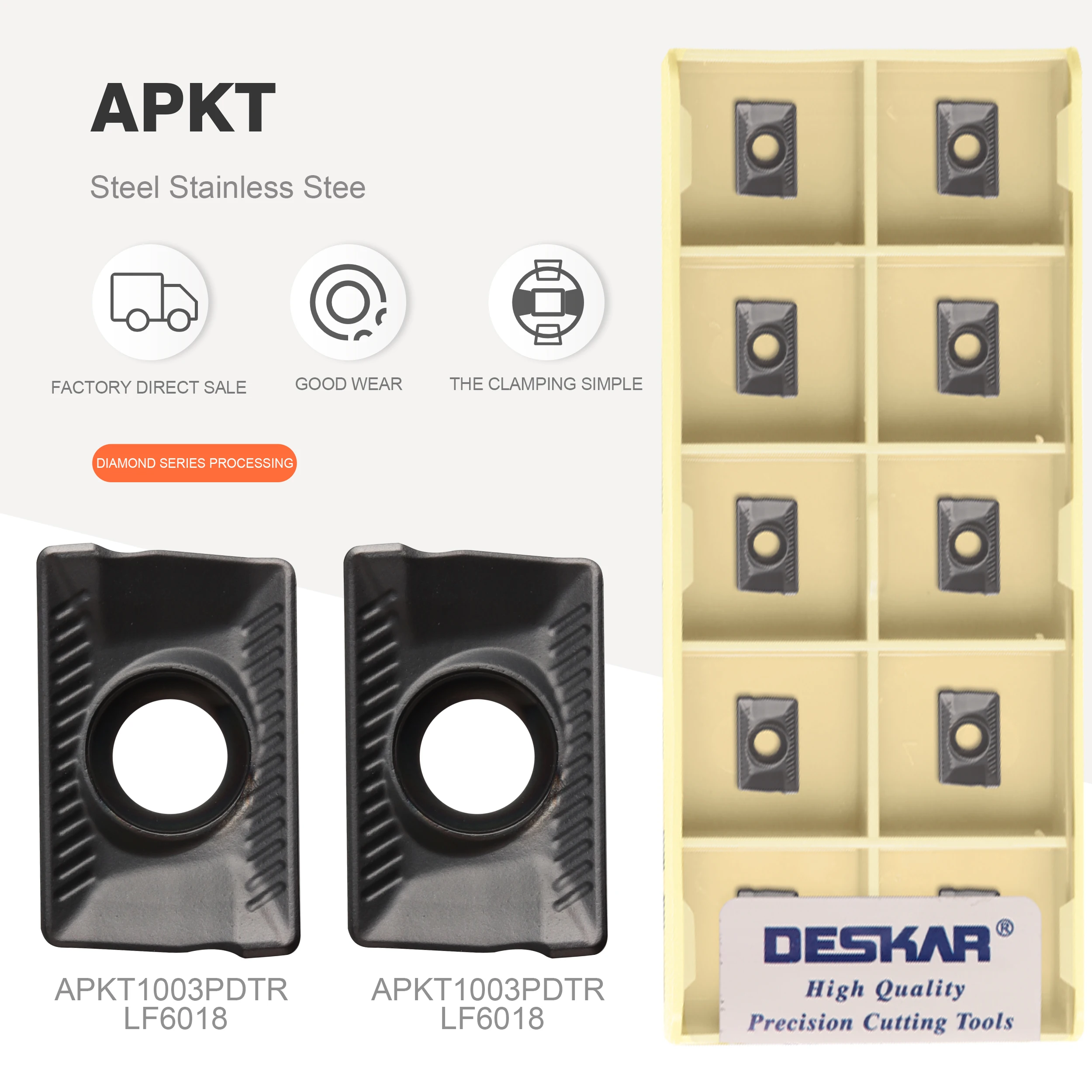 APKT1003PDTR LF6018 DESKAR 100% оригинальная фрезерная вставка CNC токарный Режущий инструмент для обработки нержавеющей стали