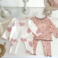 toddler baby girl clothes set autumn heart dot print pit strip pajamas sets for infants cotton cute young childrens clothing