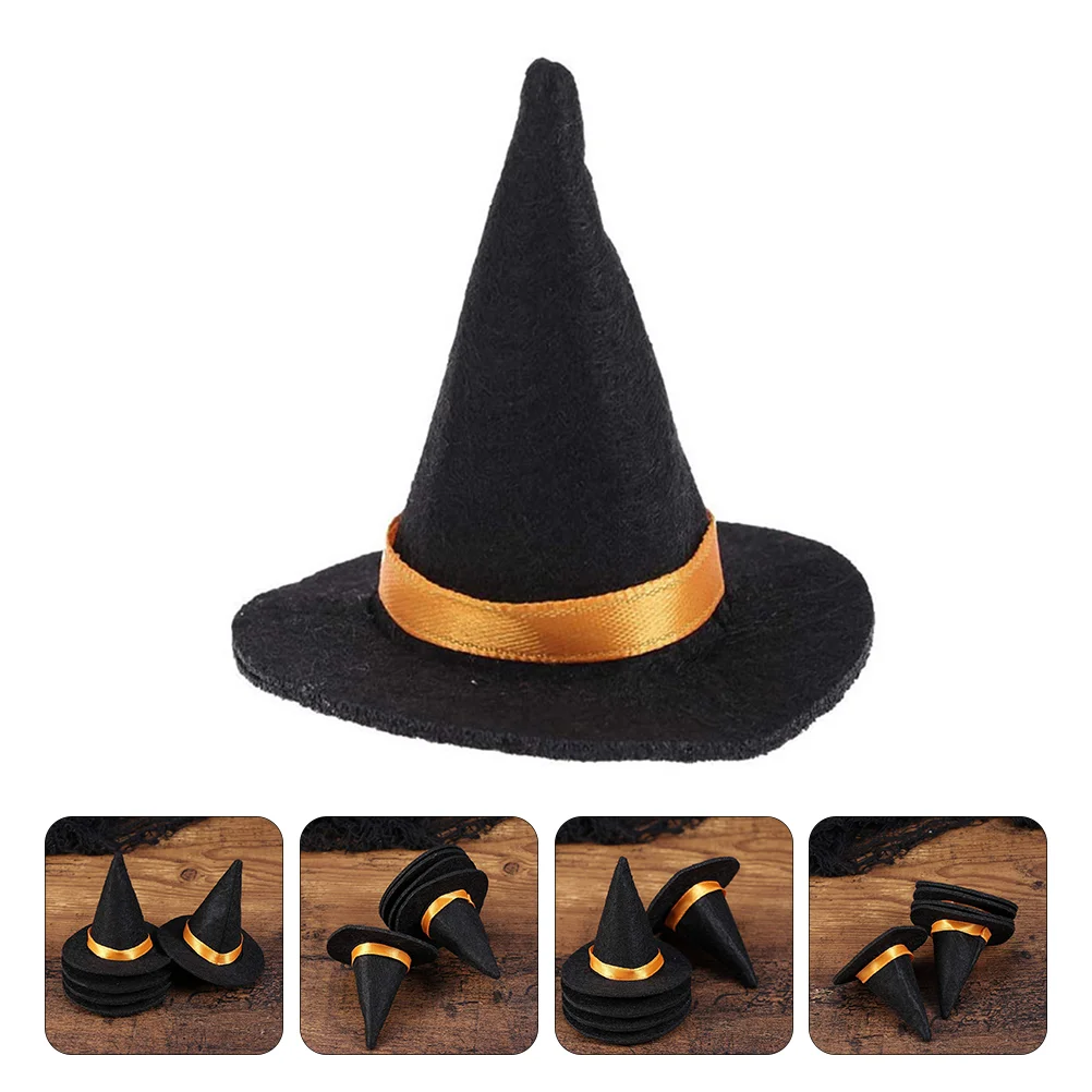 

10pcs Bottle Decorative Champagne Bottle Covers Mini Witch Hats Decors