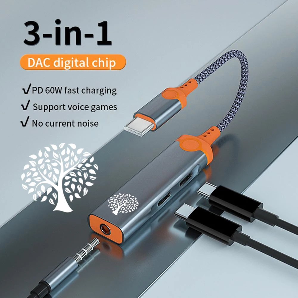 Аудио-адаптер PSDA 2D с Usb Type C на гнездо 3 5 мм Hi-Fi DAC Aux разветвитель 60 Вт PD для Huawei Mate 40