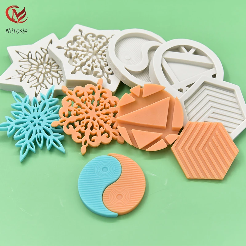

Mirosie Snowflake Tai Chi Geometric Line Square Silicone Mold DIY Handmade Fondant Chocolate Baking Mold Cake Decoration