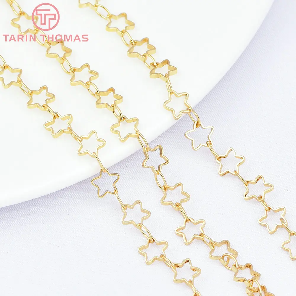 

(7502) 1 Meter Chain Link 5MM 24K Gold Color Brass Stars Necklace Chains High Quality Diy Jewelry Findings Accessories Wholesale