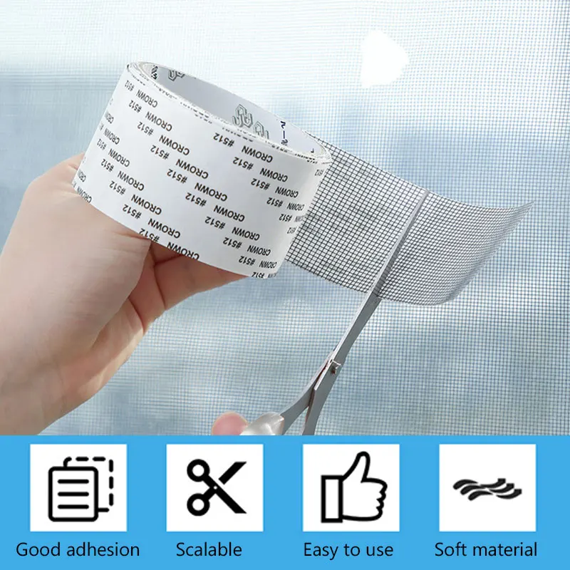 

2M Window Screen Repair Tape Selfadhesive Mosquito Net Tears Holes Patch Tape Seal Anti-mosquito Window Door Repair Subsidy Tape