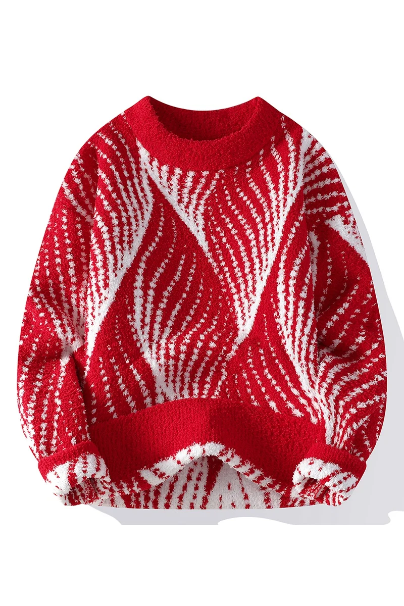 Мужские модные свитера в полоску 2024 осень/зима Свободная трикотажная одежда