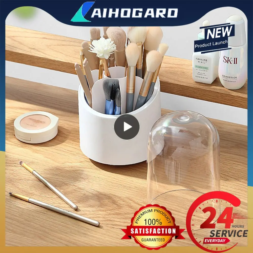 Вращающийся держатель для кистей макияжа с крышкой роскошный косметический