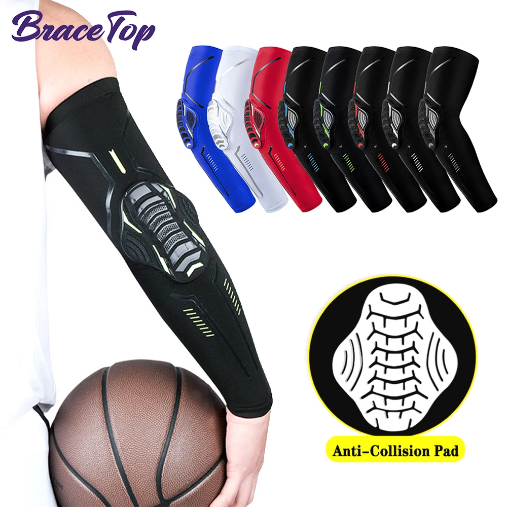 BraceTop 1 PC Sports Elbow Pad Padded Bike Cycling Arm Protection Breathable Basketball Anti-collision Elbow Support Guard Cover