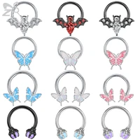 zs 1pc 16g butterfly dragon septum nose ring for women stainless steel nose piercing ear helix tragus conch piercing 8mm10mm