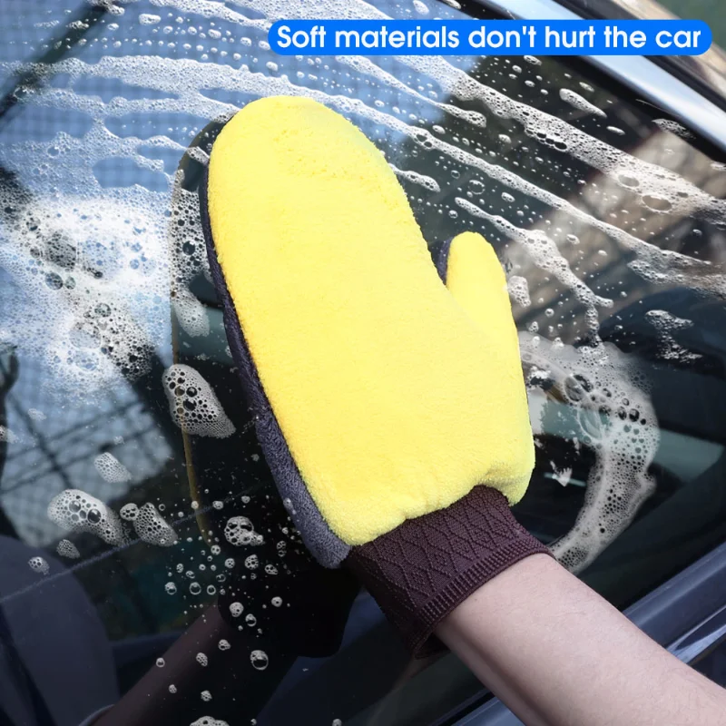 

Car Cleaning Gloves Coral Fleece Microfiber Towel Double-Sided Thicked Bear Paw Shape Cleaning Rag Gloves Autos Accesorios