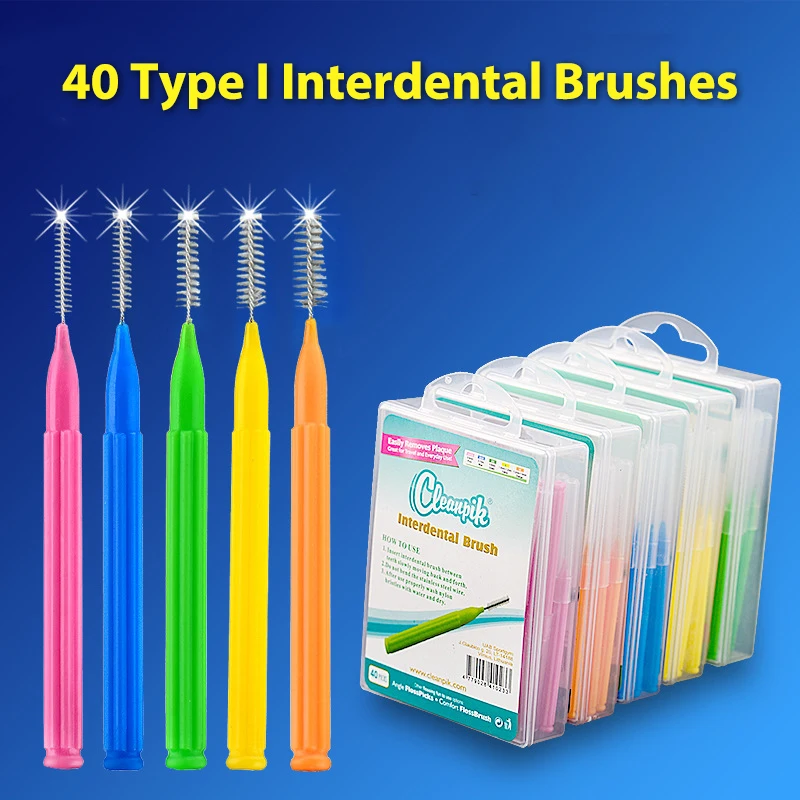 

40pcs/box toothpick dental Interdental brush 0.6-1.5mm cleaning between teeth oral care orthodontic brush I shape tooth floss