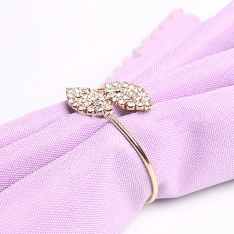 

12 PCS/SET Decoration Belt Party Rhinestone Serviette Wedding Dinner Home Napkin Holder Rings Hotel Buckles Banquet Leaves Shape