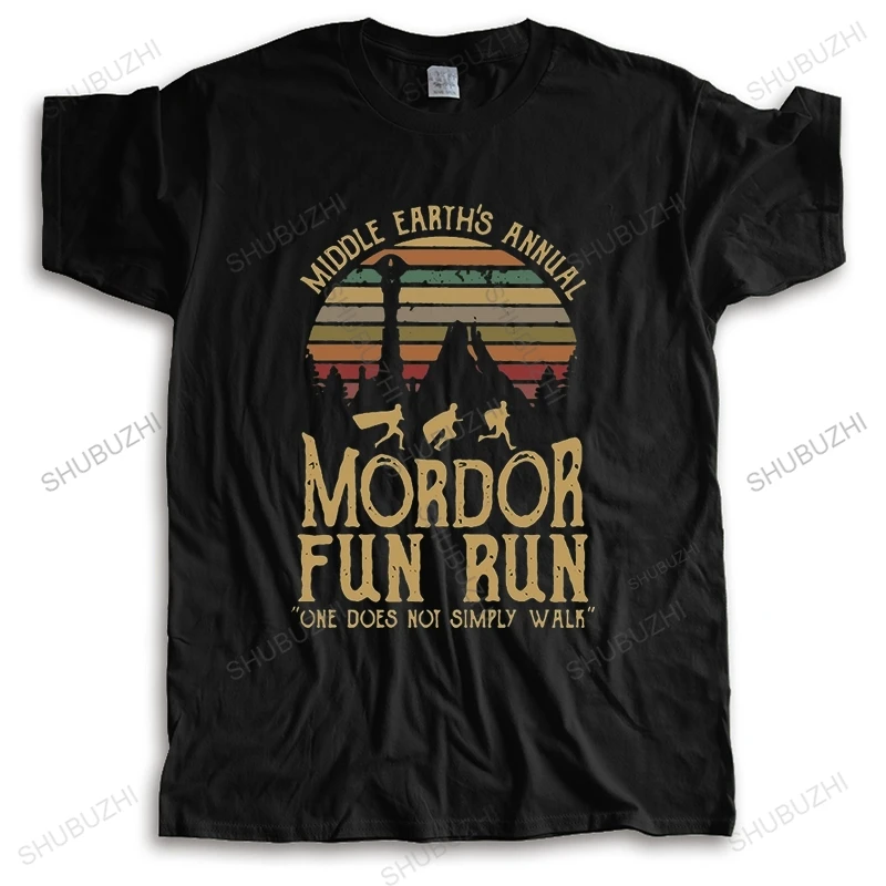 

Hot sale men summer brand tshirt cotton t shirt Middle Earths Annual Mordor Fun Run Funny print Mens streetwear Teeshirt