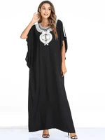 ramadan eid mubarak black kaftans for women chiffon abaya dubai turkey islam arabic muslim maxi dress robe femme vestido longo