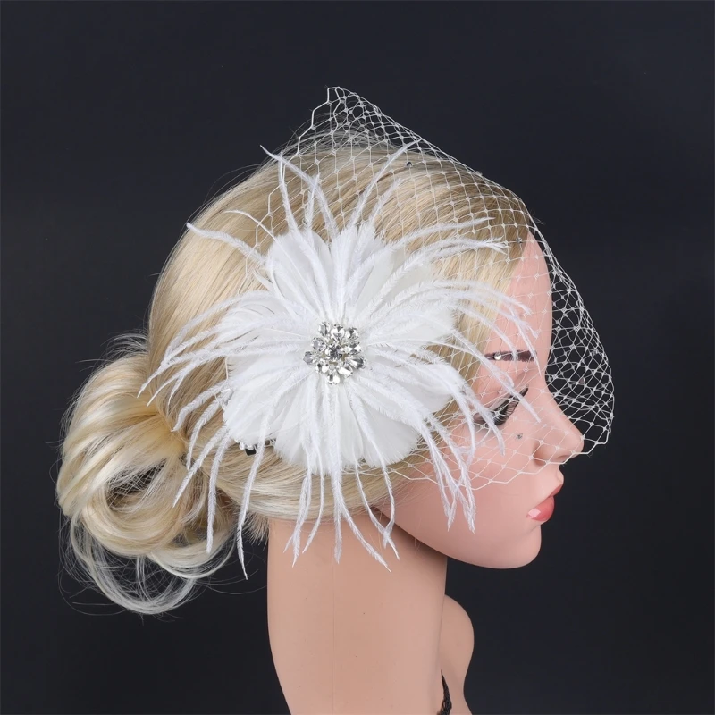 

French Mesh Fascinator Hat Hairband Bridal Shower Hair Pin Costume Accessories
