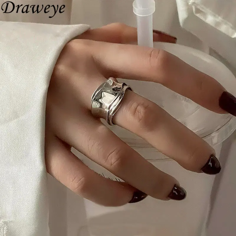

Draweye геометрические женские кольца серебряного цвета хип-хоп в стиле панк винтажные кольца для женщин корейская мода Ins новые ювелирные изделия