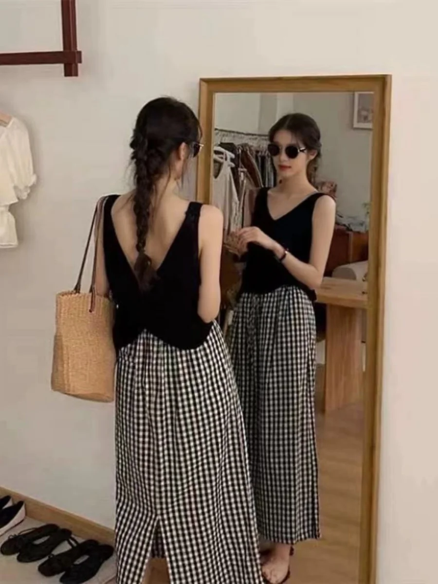 Вязаный жилет из ледяного шелка с вырезом сзади женская тонкая летняя верхняя