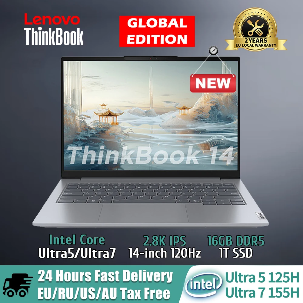 Ноутбук Lenovo ThinkBook 14 Intel Core Ultra 5/Ultra 7 Arc Graphics 16 ГБ DDR5 1T SSD 14-дюймовый экран 2 8 К 120 Гц