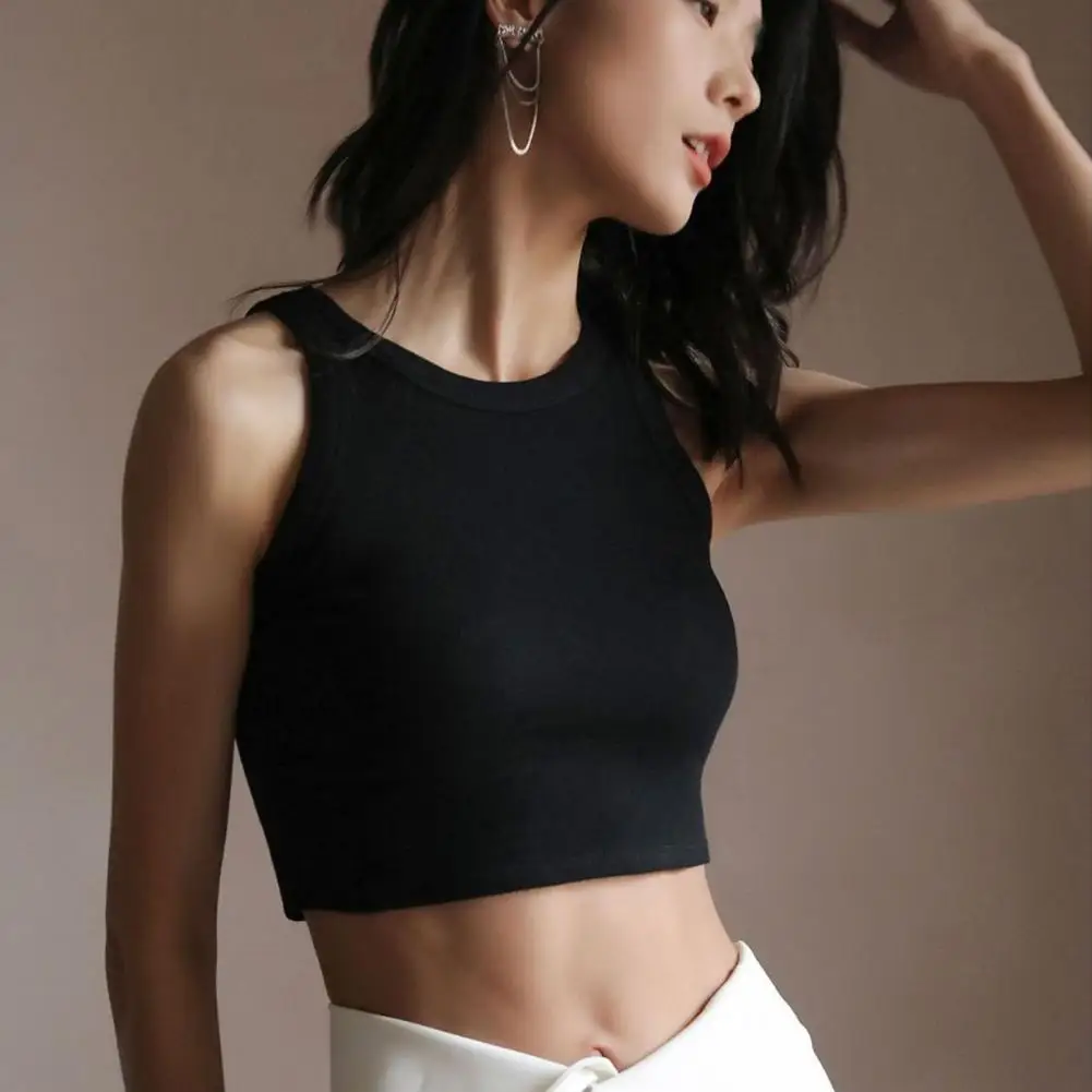 

Fashion Yoga Vest Colorfast Women Camisole Sleeveless Simple Casual Ribbed Fitness Cropped Top Dressing Up