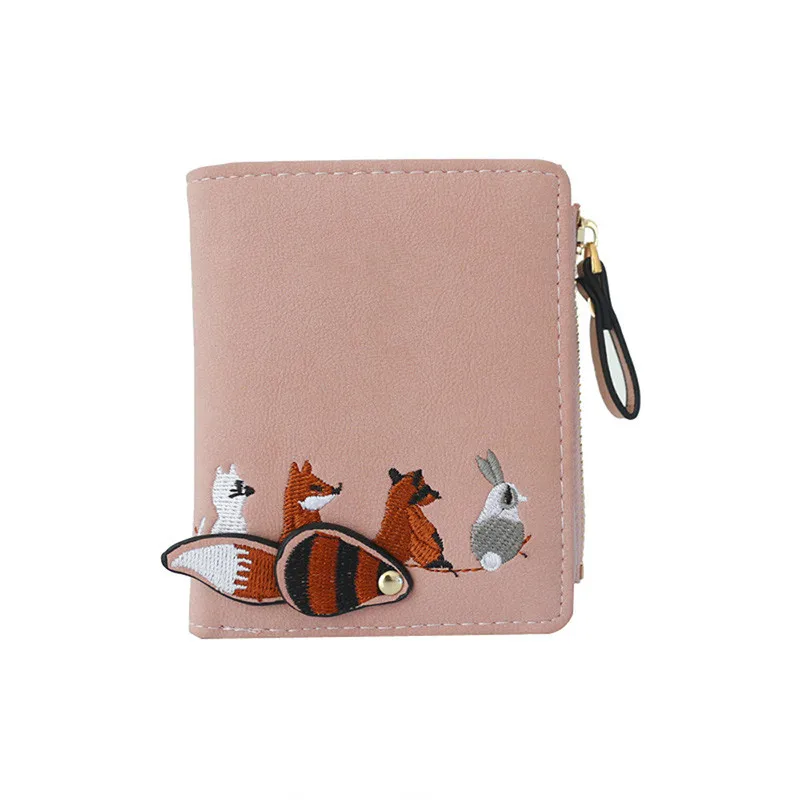 High quality Women's Wallet Lovely Cartoon Animals Short Leather Female Small Coin Purse Hasp Zipper Purse Card Holder For Girls